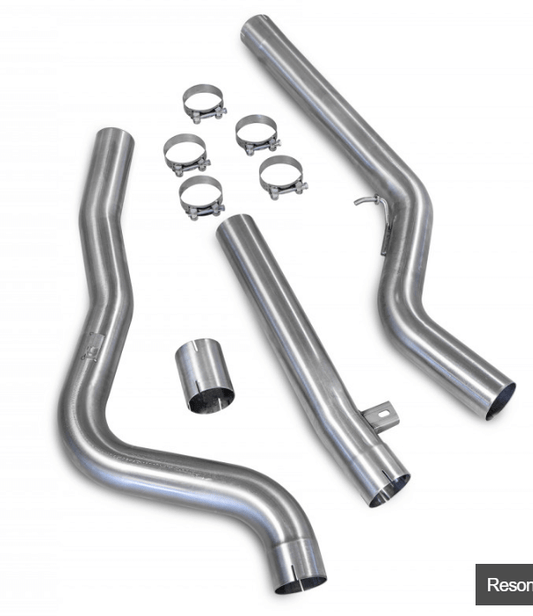 Scorpion Red Power Exhaust Resonator & GPF/OPF Delete Centre Section for BMW M140i/M240i (F20 F21 F22, 2016-2020)  80mm Mid Pipe, Direct Fit to OEM Back Box  Track Use Only