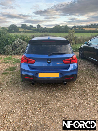 BMW 1 Series F20 LCI Rear Diffuser for M140i M135i – Gloss Black Twin Exit Dual Exhaust Valance Rear Bumper Lower Spoiler OEM Style ABS Clip-On Insert (Facelift 2015-2019) UK Stock