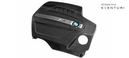 Eventuri Carbon Fibre/Fiber Engine Cover for BMW M2 F87 N55 – Gloss Pre-Preg Under-Bonnet/Underhood Engine Bay Shroud, Direct Replacement Valve/Cam Cover Trim, Reuses OEM M Power Plaque/Strip