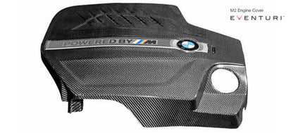 Eventuri Carbon Fibre/Fiber Engine Cover for BMW M2 F87 N55 – Gloss Pre-Preg Under-Bonnet/Underhood Engine Bay Shroud, Direct Replacement Valve/Cam Cover Trim, Reuses OEM M Power Plaque/Strip