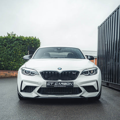 BMW M2 Competition F87 2018+ Carbon Fibre/Carbon Fiber Front Lip Splitter | M Performance MP Style | Front Bumper Lip Chin Spoiler Lower Valance Aero Bumper Extension | M2C | CT Carbon