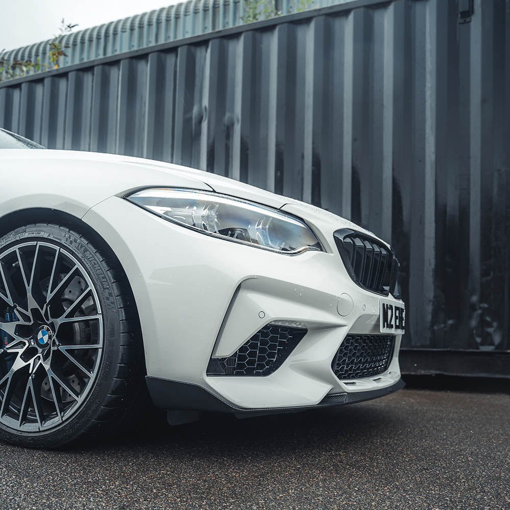 BMW M2 Competition F87 Carbon Fibre/Fiber Front Lip Splitter - M Performance Style Chin Spoiler by CT Carbon (2018+) | M2C Front Bumper Lip / Carbon Front Valance OEM+
