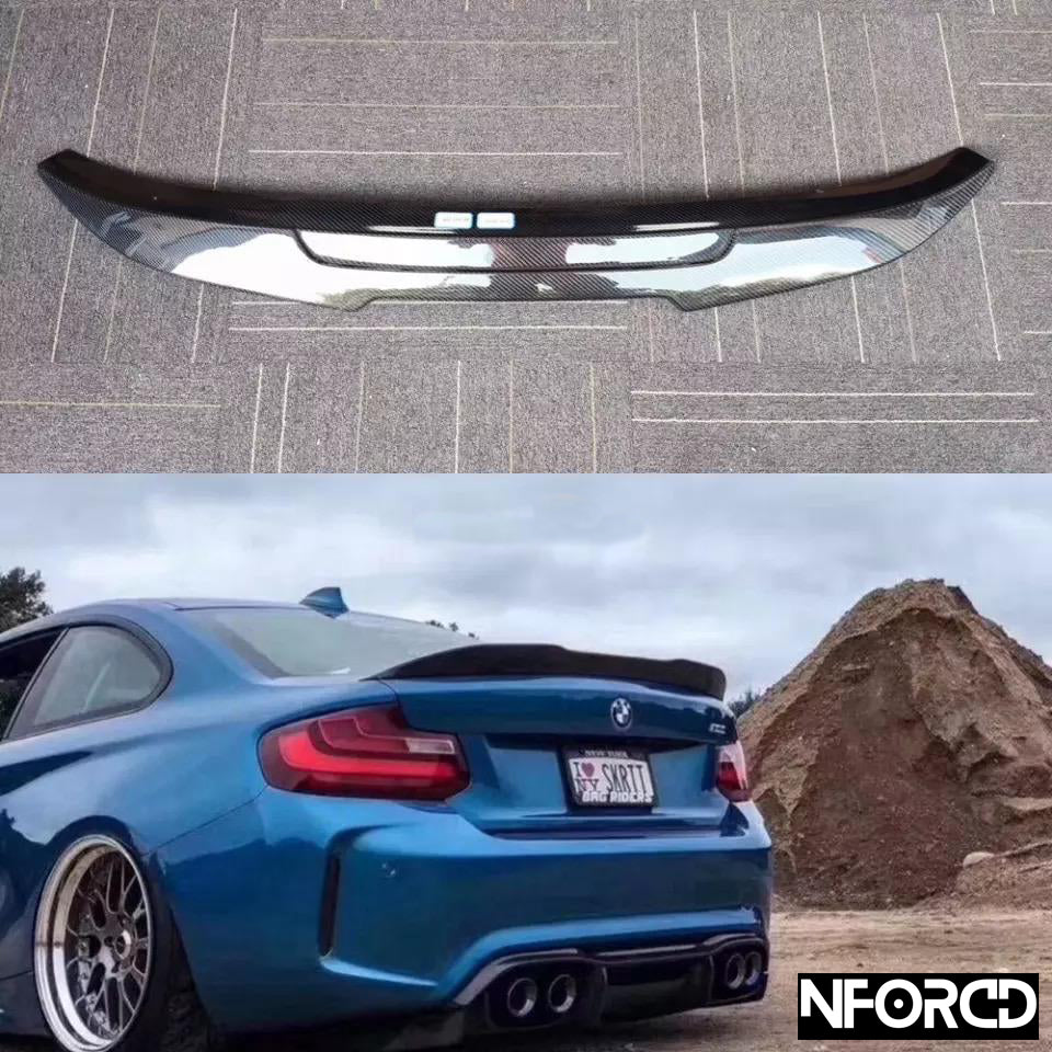 BMW 2 Series F22 & M2 F87 2014-2018 Rear Boot Lid/Trunk Lid Lip Spoiler - Carbon Fibre/Carbon Fiber or Gloss Black Ducktail Decklid Wing - Fits M235i Coupe - Performance Tailgate Edge Spoiler