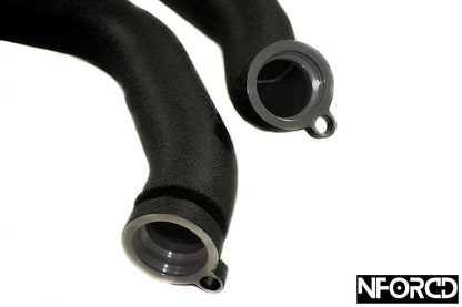 BMW M3/M4 F80 F82 S55 Aluminium Charge & Boost Pipe Hardpipe Kit – Black Powder-Coated, WMI/Water-Methanol Ports, Intercooler/Turbo Outlet to Throttle Body, OEM Replacement, Direct Bolt-On