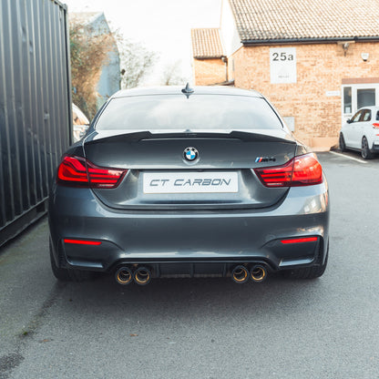 BMW M3/M4 F80 F82 F83 Carbon Fibre (Carbon Fiber) Rear Diffuser | M Performance Style Rear Valance / Bumper Insert / Rear Splitter / Rear Apron / Rear Lip | CT Carbon F8x Quad Exhaust Surround 2014-2020