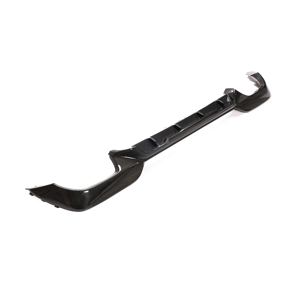 BMW 3 Series G20 Carbon Fibre/Fiber Rear Diffuser Valance - Square Tip Tailpipe - 2019-2021 340i 340d Saloon/Sedan Rear Lower Bumper Trim Splitter Apron Insert OEM+ Gloss Exhaust Surround