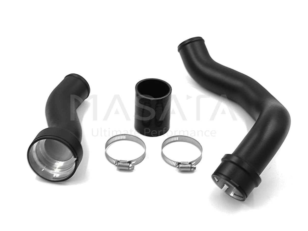 Masata Aluminium Charge Air Pipe + Turbo Outlet to Intercooler Boost Pipe Kit for BMW/MINI B38 B48 (F45 F46 F48 F54 F55 F56 F57) - 220i, X1 20i, Cooper/Cooper S - Hard Pipe Upgrade, 1/8 NPT Meth Port, OEM-Fit - MST0070
