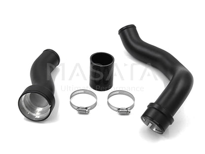 Masata Aluminium Charge Air Pipe + Turbo Outlet to Intercooler Boost Pipe Kit for BMW/MINI B38 B48 (F45 F46 F48 F54 F55 F56 F57) - 220i, X1 20i, Cooper/Cooper S - Hard Pipe Upgrade, 1/8 NPT Meth Port, OEM-Fit - MST0070