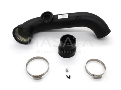 Masata BMW N54 Aluminium Charge Pipe with Genuine HKS BOV (Blow Off Valve) - Fits E82 1M, 135i (E82/E88) & 335i (E90/E91/E92/E93, xDrive) - Black CNC, 1/8 NPT Meth Bung, OEM Fit