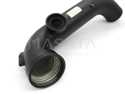 Masata BMW N54 Aluminium Charge Pipe with Genuine HKS BOV (Blow Off Valve) - Fits E82 1M, 135i (E82/E88) & 335i (E90/E91/E92/E93, xDrive) - Black CNC, 1/8 NPT Meth Bung, OEM Fit