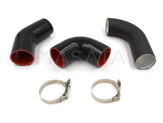 Masata 2.75" J-Pipe / Turbo Outlet Charge Pipe for BMW N54 N55 E82 E88 E90 E91 E92 E93 135i 335i 335xi xDrive | Hot-Side Boost Pipe FMIC Outlet | Fits Masata 7.5" Intercooler | E8x E9x Upgrade with Hoses | MST0252