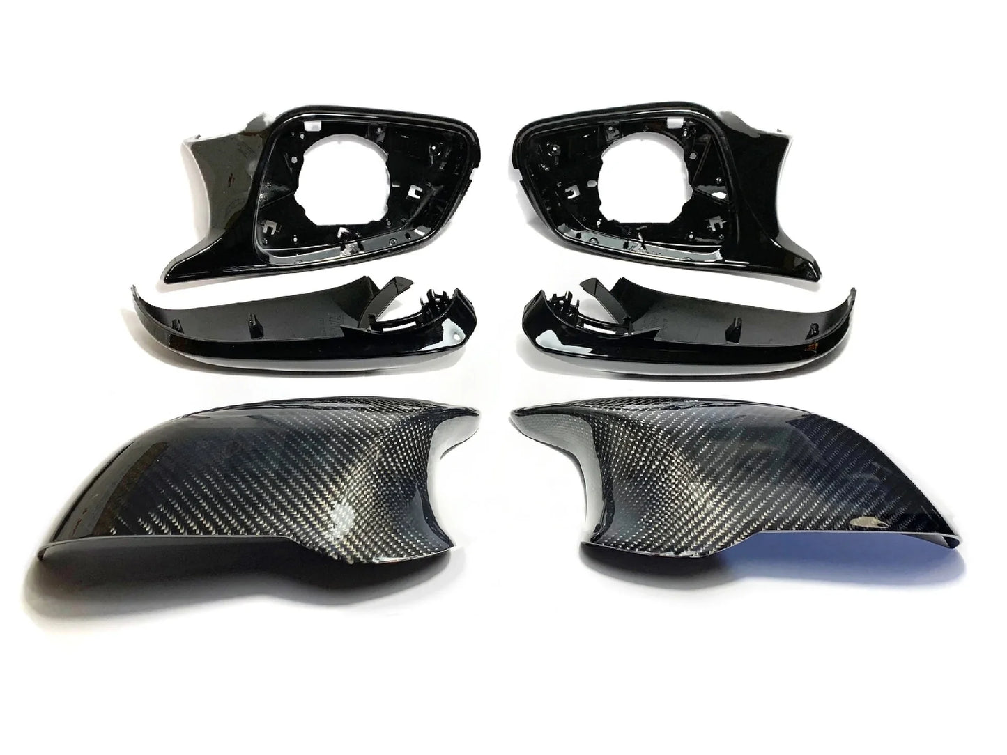 MForce M3/M4 Style Side Door Wing Mirror Assembly Pair for BMW 1 2 3 4 Series F20 F21 F22 F23 F30 F31 F32 F33 F36, F87 M2 & i3 - Full Replacement 6-Piece OEM-Fit Mirror Housings/Caps/Shells - Infusion Carbon Fibre or Painted