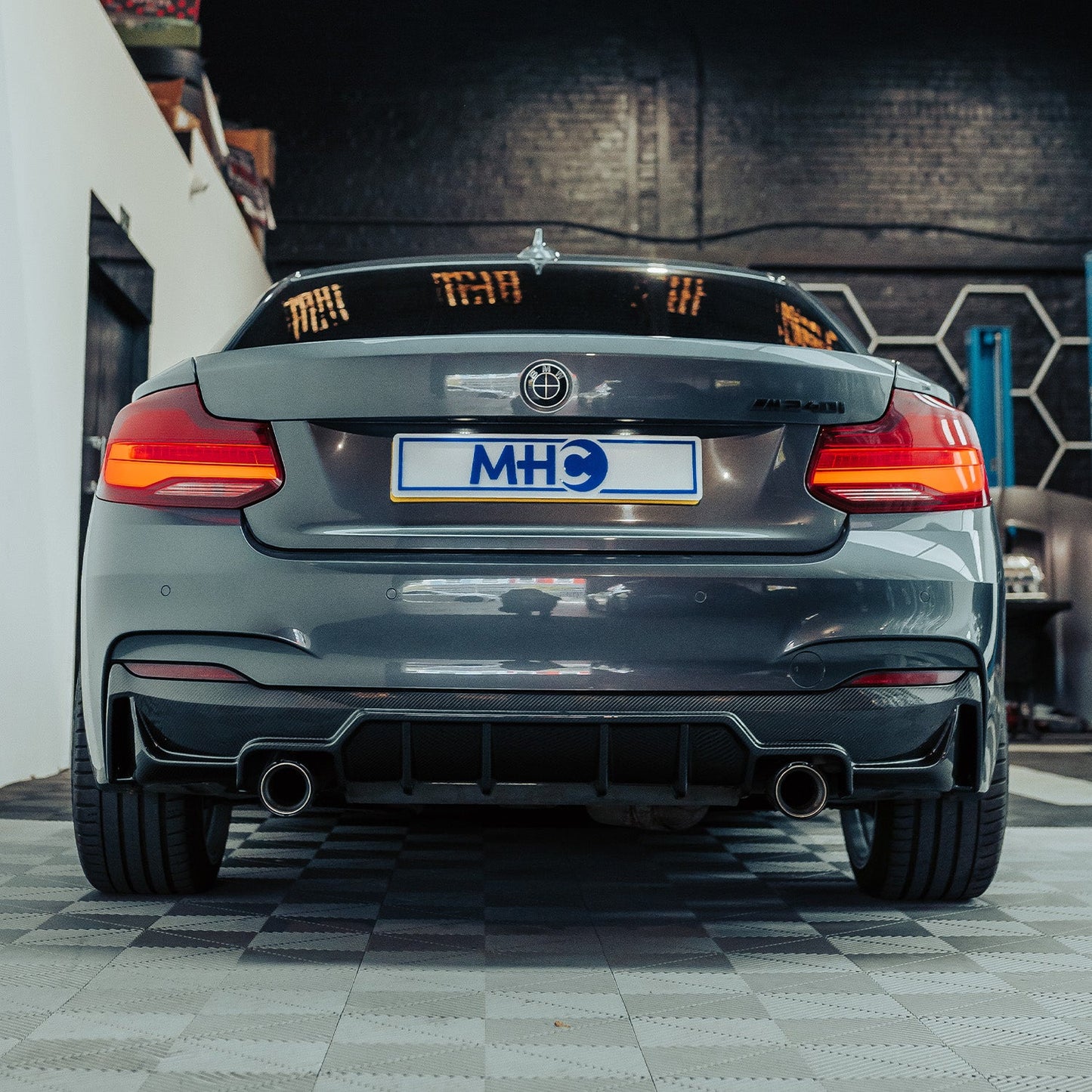 MHC+ BMW F22/F23 M235i & M240i Ultra Aggressive Style Rear Diffuser In Pre Preg Carbon Fibre