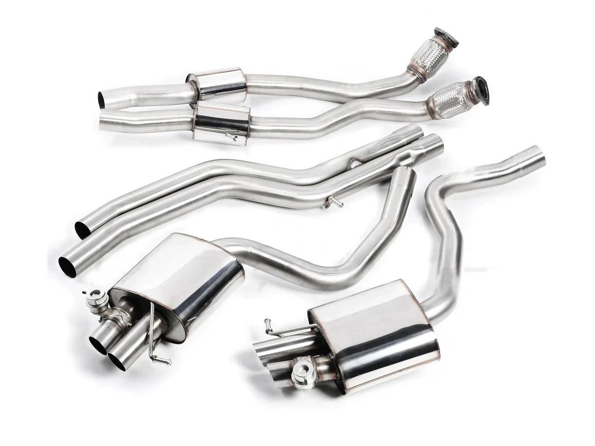 Milltek Sport Cat-Back Valved Exhaust System for Audi RS4 B8 4.2 FSI quattro Avant (2012+) with Resonated Downpipes - Polished or Cerakote Black Tips - 60.3mm - SSXAU337 SSXAU336