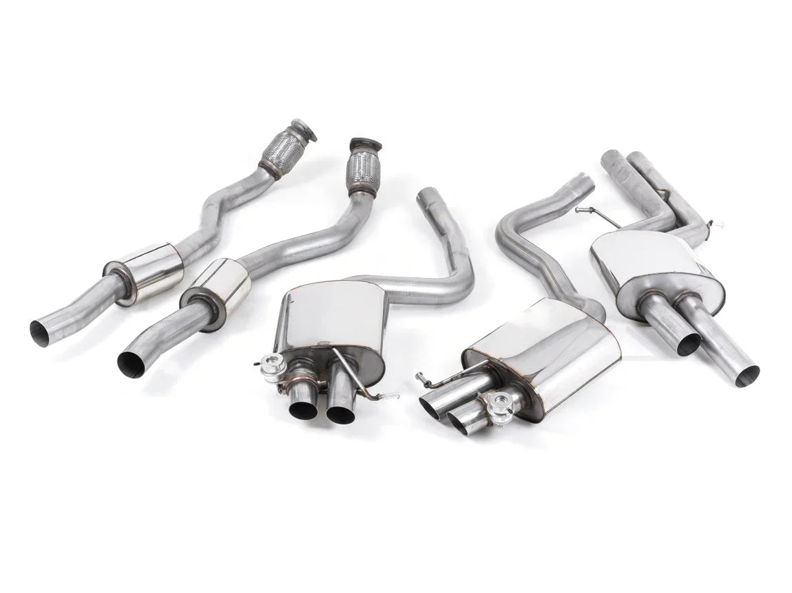 Milltek Sport Cat-Back Valved Exhaust System for Audi RS4 B8 4.2 FSI quattro Avant (2012+) with Resonated Downpipes - Polished or Cerakote Black Tips - 60.3mm - SSXAU337 SSXAU336