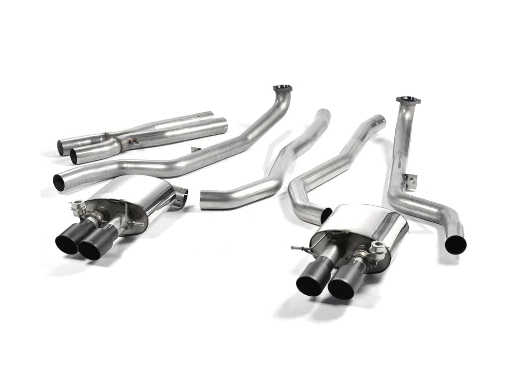 Milltek Sport Cat-Back Exhaust for BMW M5 F10 Saloon/Sedan (2011-2016) 4.4 V8 Twin-Turbo - Valve-Controlled/Valvetronic OEM Flap Control, X-Pipe 3in (76mm) T304 Stainless - Quad 90mm GT90 Tips - Performance Sports Exhaust Upgrade UK