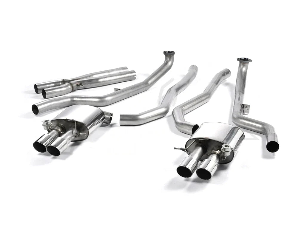 Milltek Sport Cat-Back Exhaust for BMW M5 F10 Saloon/Sedan (2011-2016) 4.4 V8 Twin-Turbo - Valve-Controlled/Valvetronic OEM Flap Control, X-Pipe 3in (76mm) T304 Stainless - Quad 90mm GT90 Tips - Performance Sports Exhaust Upgrade UK