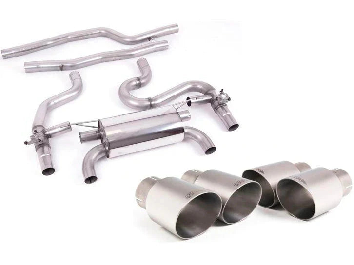 Milltek Sport BMW M2 Competition F87 LCI (2018+) Equal Length OPF/GPF-Back Cat-Back Exhaust System  304L Stainless, 2.76in  Tailpipes: Polished, Titanium, Carbon, Cerakote Black