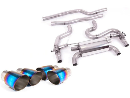 Milltek Sport BMW M2 Competition F87 LCI (2018+) Equal Length OPF/GPF-Back Cat-Back Exhaust System  304L Stainless, 2.76in  Tailpipes: Polished, Titanium, Carbon, Cerakote Black