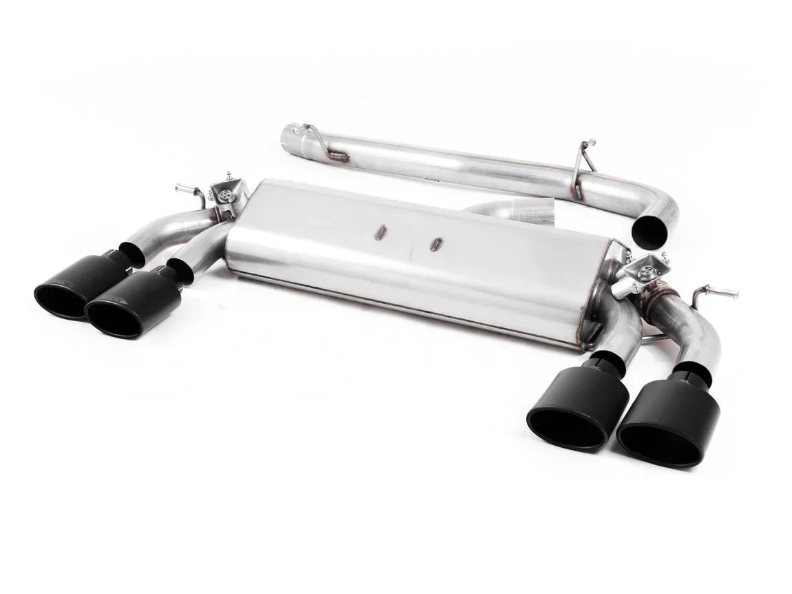 Milltek Cat-Back / Catback Performance Exhaust for VW Golf R Mk7 & Mk7.5 2.0 TSI EA888 Gen 3 (Non-GPF/PPF) - 3in/76mm, Quad Oval Tips, Cerakote Black or Polished - Resonated/Non-Resonated, Valved/Switchable or Non-Valved - EC Approved Option, 4Motion