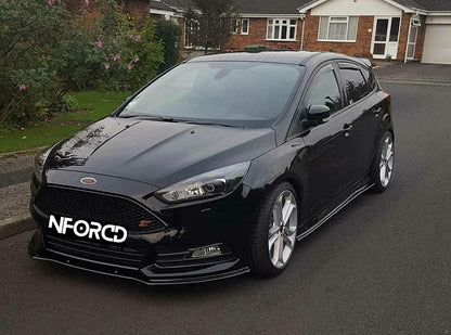 Gloss Black ABS Front Splitter / Front Lip / Chin Spoiler for Ford Focus ST Mk3 Facelift (MK3.5, 2015–2018) – KSB Front Bumper Extension Valance | UK Made Body Kit Styling Upgrade | Lower Splitter, Front Skirt, Bumper Lip | ST250, Aero Splitter