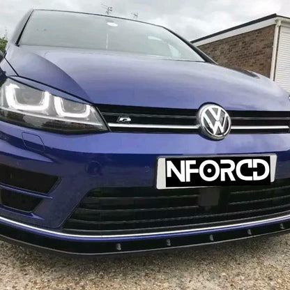 Volkswagen VW Golf R Mk7/Mk7.5 Front Bumper Lip Spoiler Splitter + Side Skirt/Rocker Extensions Gloss Black ABS Aero Body Kit (2012-2020)