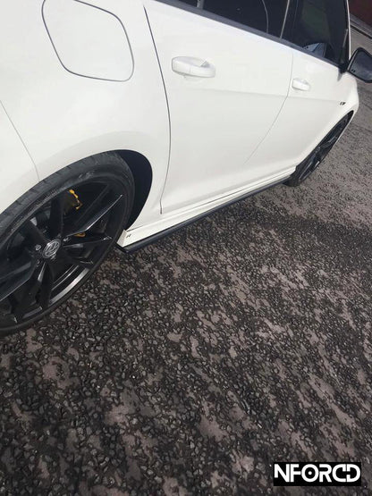 Volkswagen VW Golf R Mk7/Mk7.5 Front Bumper Lip Spoiler Splitter + Side Skirt/Rocker Extensions Gloss Black ABS Aero Body Kit (2012-2020)