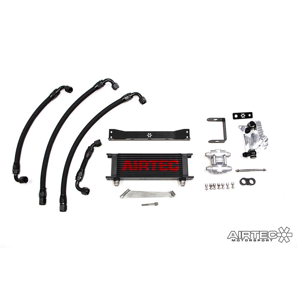 AIRTEC Motorsport Front-Mount Oil Cooler Kit for Volkswagen Golf R Mk7 (7R) EA888 Gen 3 - Standalone/Remote External Oil Radiator, Heat Exchanger Delete, Behind-Grille Fitment, Braided Hoses, CNC Billet Take-Off Adapter - MQB Track Day Cooling Upgrade