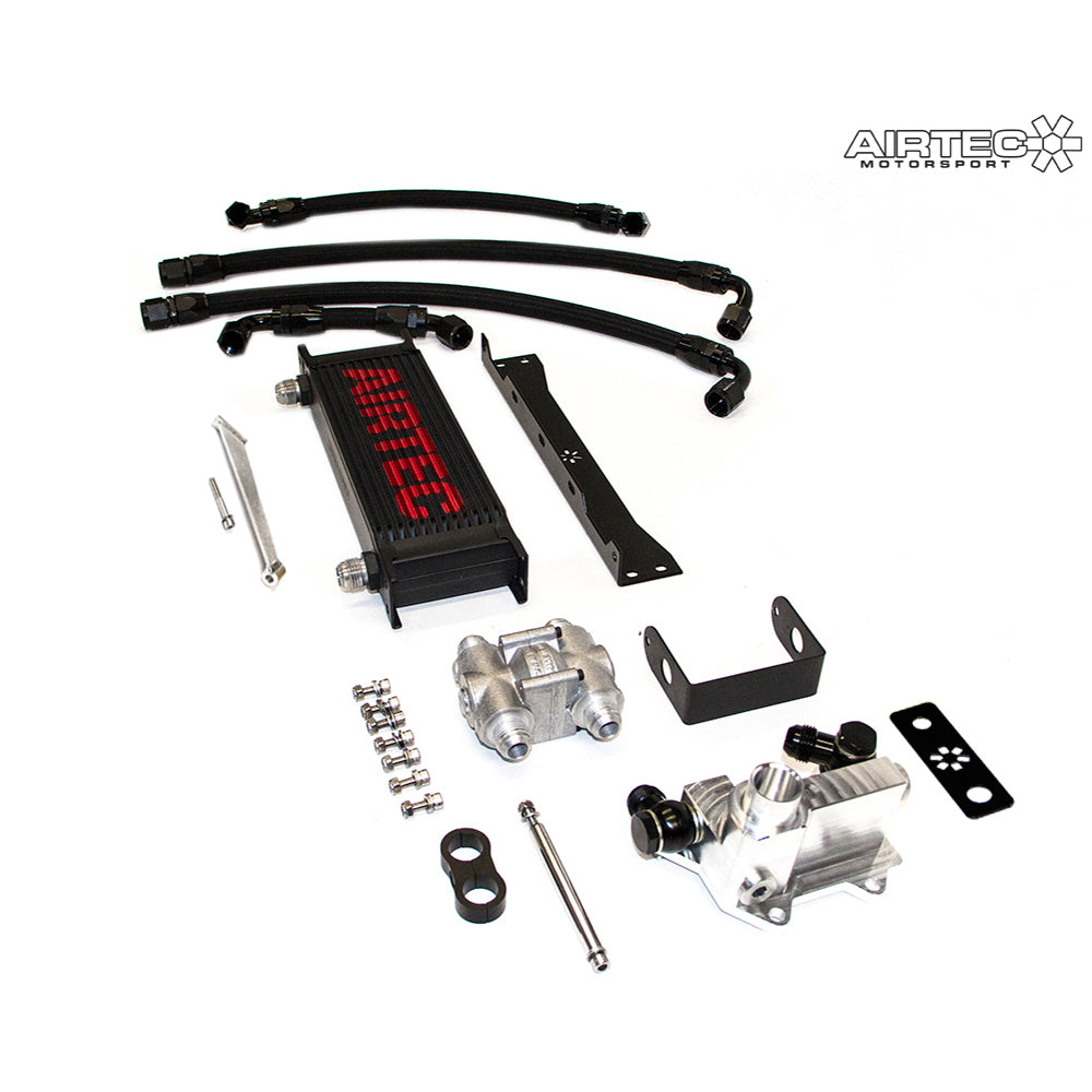 AIRTEC Motorsport Front-Mount Oil Cooler Kit for Volkswagen Golf R Mk7 (7R) EA888 Gen 3 - Standalone/Remote External Oil Radiator, Heat Exchanger Delete, Behind-Grille Fitment, Braided Hoses, CNC Billet Take-Off Adapter - MQB Track Day Cooling Upgrade