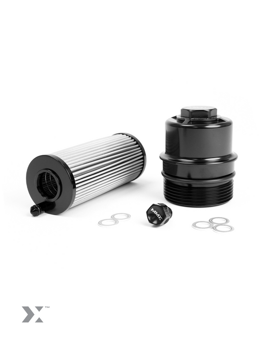MMX S58 BMW M Oil Change & Service Kit: M3 M4 M2 (G80 G81 G82 G83 G87), X3M/X4M (F97 F98) - Reusable/Washable Stainless Steel Oil Filter, Billet Aluminium Filter Cap/Housing, Magnetic Sump/Drain Plug - High Flow Performance Maintenance Bundle