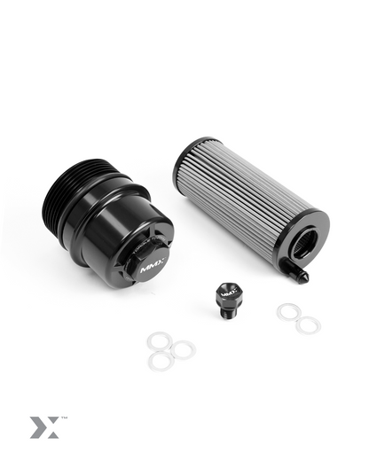 MMX S58 BMW M Oil Change & Service Kit: M3 M4 M2 (G80 G81 G82 G83 G87), X3M/X4M (F97 F98) - Reusable/Washable Stainless Steel Oil Filter, Billet Aluminium Filter Cap/Housing, Magnetic Sump/Drain Plug - High Flow Performance Maintenance Bundle