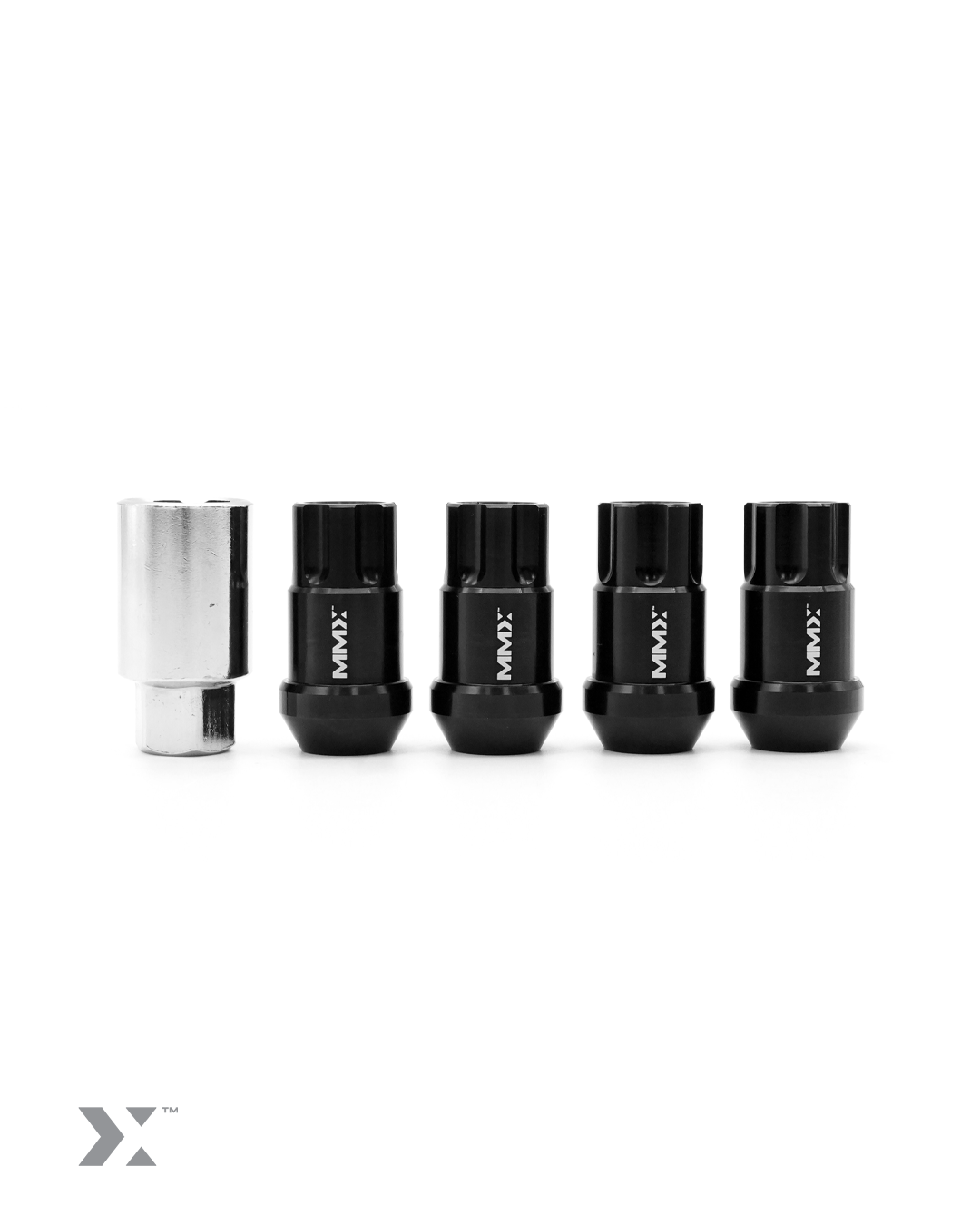 MMX Locking Wheel Nuts Security Set, Conical (Tapered) Seat Alloy Wheel Locks for MMX Stud Conversions 70mm & 80mm, 4x Nuts & Key