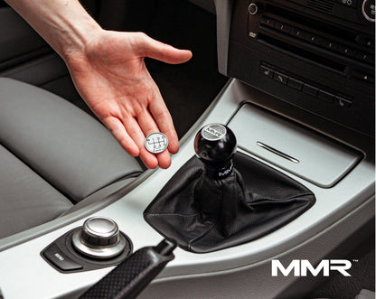 MMR Performance Weighted Billet Gear Shift Knob for BMW 6-Speed Manual - 300g CNC Machined Aluminium, Black Anodised, Includes 6-Speed/Logo Top - Fits All BMW 6MT Models