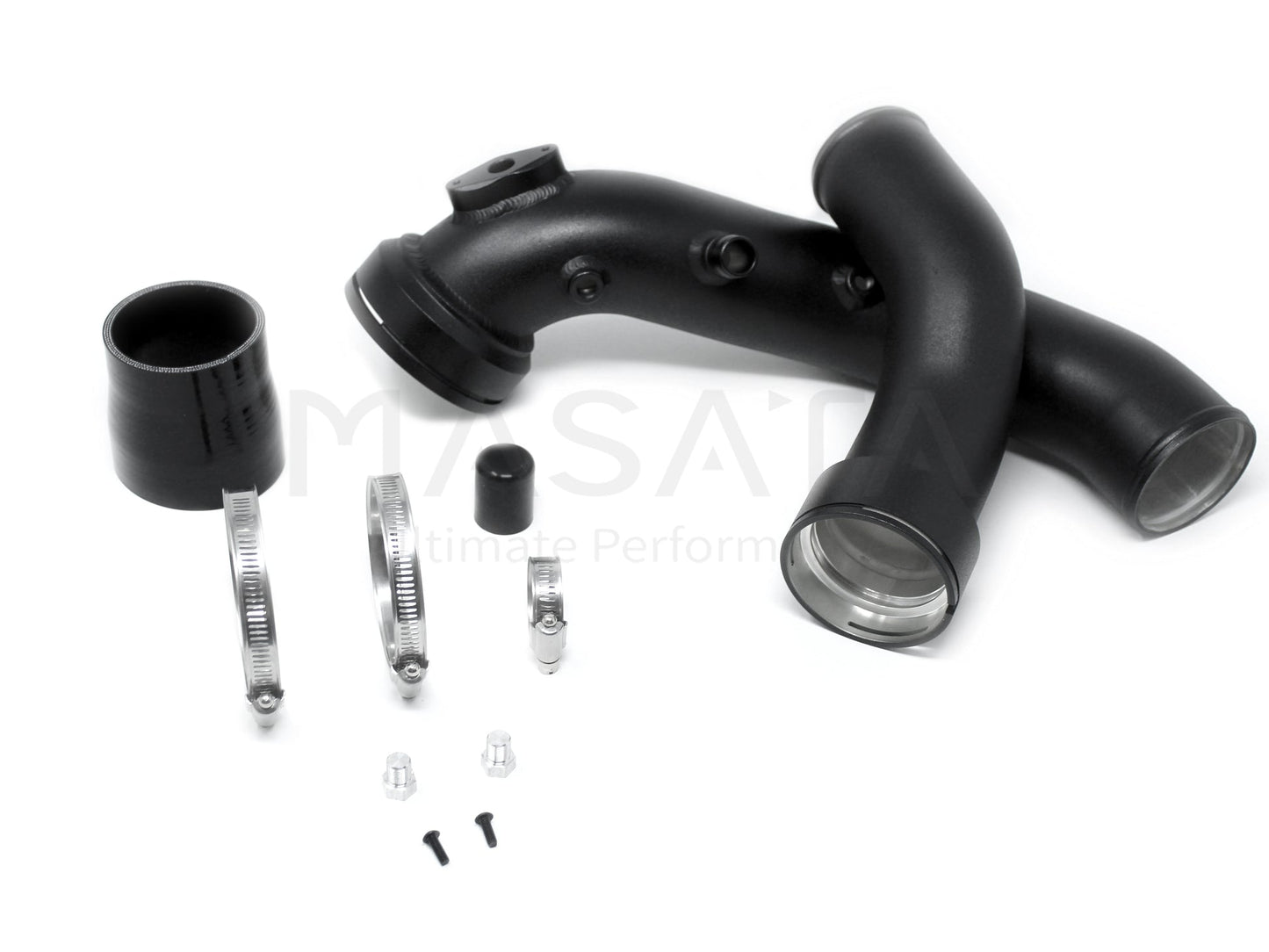 Masata BMW N55 F-Series Aluminium Charge Pipe Upgrade (Chargepipe) - F20 F21 F22 F23 F30 F31 F32 F33 F34 F36 - M135i M235i 335i 435i M2 F87 - 70mm Black, Meth Bung - MST0005