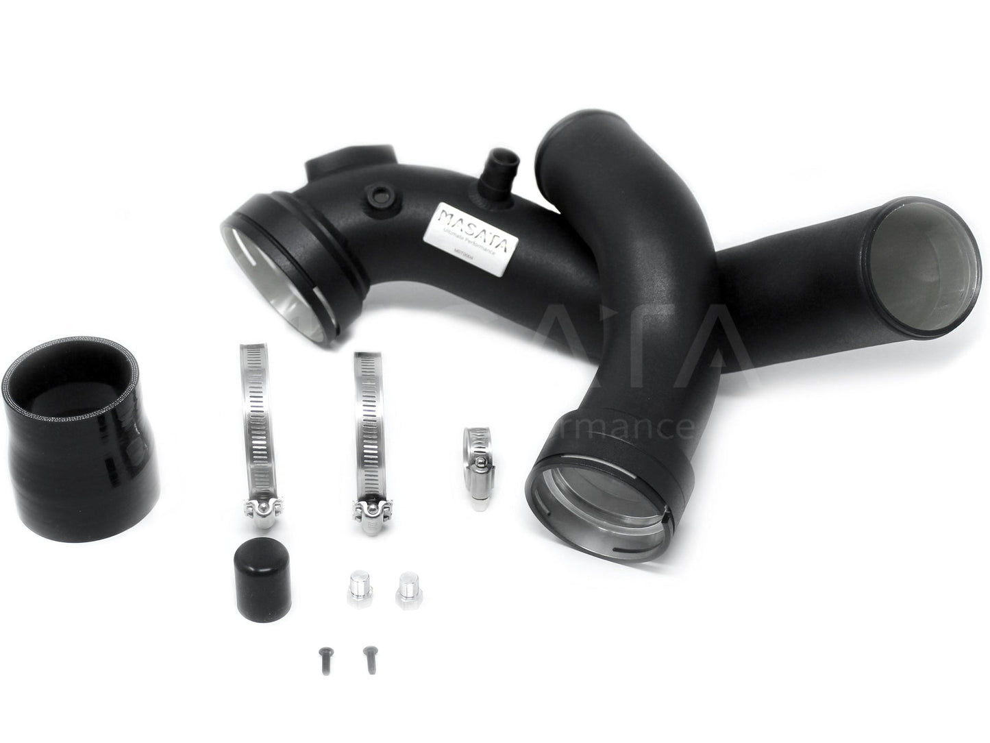 Masata BMW N55 F-Series Aluminium Charge Pipe Upgrade (Chargepipe) - F20 F21 F22 F23 F30 F31 F32 F33 F34 F36 - M135i M235i 335i 435i M2 F87 - 70mm Black, Meth Bung - MST0005