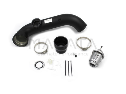 Masata BMW N54 Aluminium Charge Pipe with Genuine HKS BOV (Blow Off Valve) - Fits E82 1M, 135i (E82/E88) & 335i (E90/E91/E92/E93, xDrive) - Black CNC, 1/8 NPT Meth Bung, OEM Fit