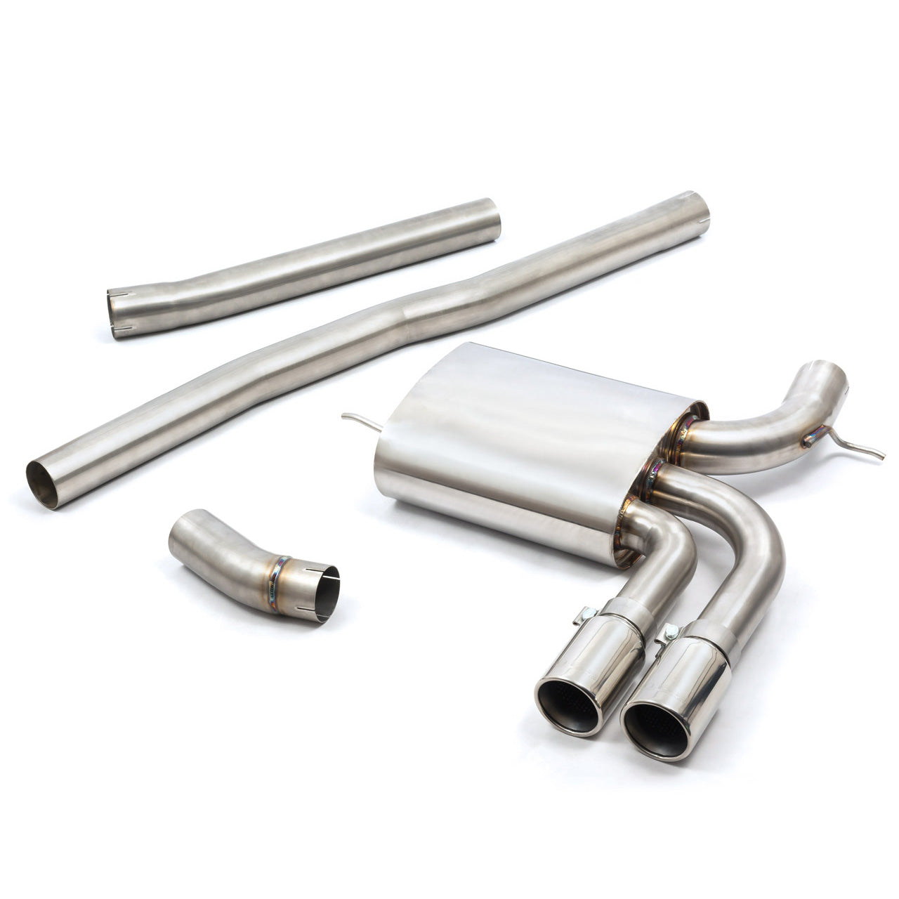 Mini Cooper S F56 (2014-2021) / JCW Mk3 3" Cat Back (Catback) Stainless Exhaust - Cobra Sport Performance Rear System, Resonated or Non-Resonated/Resonator Delete, 3.5" Black/Carbon Tips, T304 TIG Welded, Mandrel Bent, UK Made