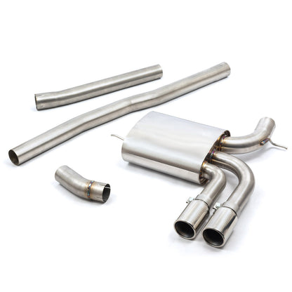 Mini Cooper S F56 (2014-2021) / JCW Mk3 3" Cat Back (Catback) Stainless Exhaust - Cobra Sport Performance Rear System, Resonated or Non-Resonated/Resonator Delete, 3.5" Black/Carbon Tips, T304 TIG Welded, Mandrel Bent, UK Made