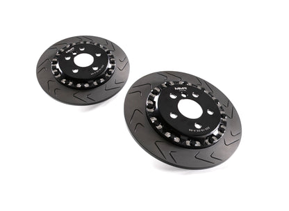MMR Performance 325mm Rear Big Brake Conversion Kit for Mini F56 F55 F54 (2013+) - 2-Piece Floating Slotted/Grooved Discs Rotors with Caliper Relocation Brackets - Fits Cooper, Cooper S, Cooper SD, JCW, Hatch, 5-Door, Clubman