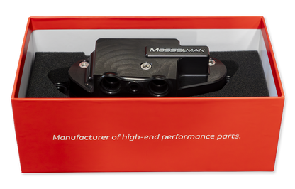 Mosselman 85C Low Temp Oil Cooler Thermostat - S55 Billet Black Edition - BMW M2 Competition/M2C, M3, M4 (F87 F80 F82 F83, F8X) - Cooler Stat Track Cooling Mod - Direct Fit Plug & Play - Also fits 330e/ActiveHybrid 3 (N55)