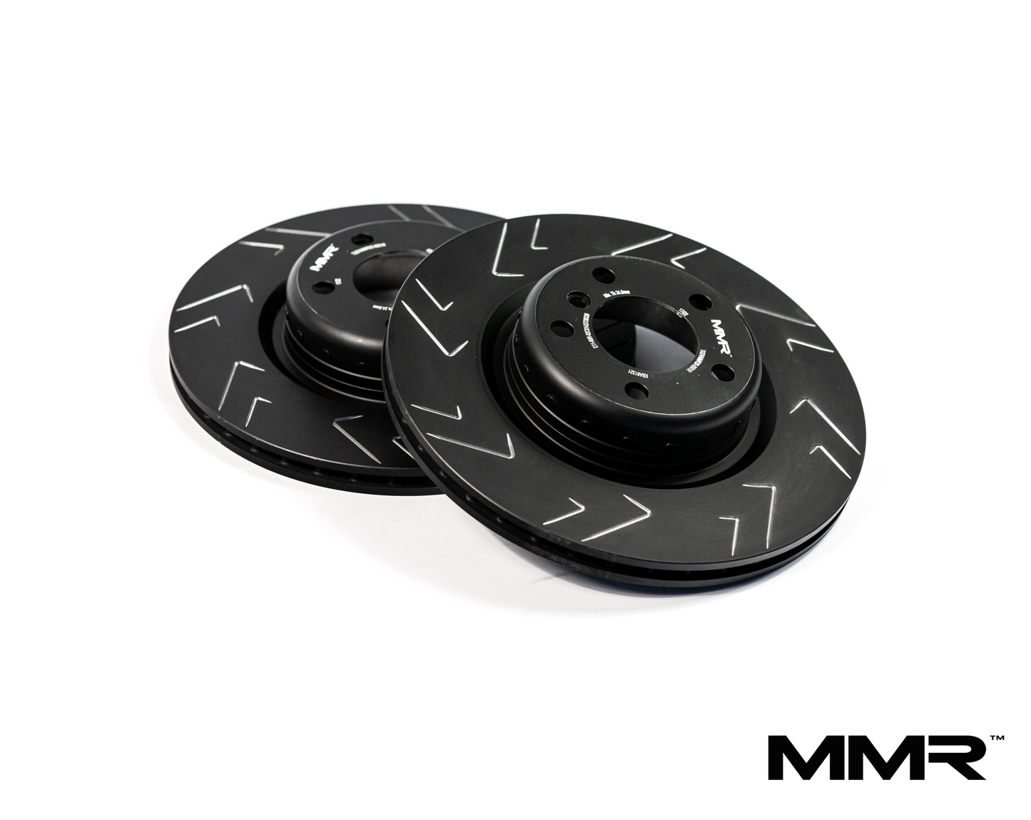 MMR Rear Brake Discs/Rotors 345mm x 24mm (345x24) - Slotted Grooved, High-Carbon Two-Piece - BMW 1 2 3 4 Series F20 F21 F22 F23 F30 F31 F32 F33 (F2x/F3x) - M Sport/M Performance Blue Caliper Upgrade - Pair, ECE R90, Track-Day Fast Road Replacement