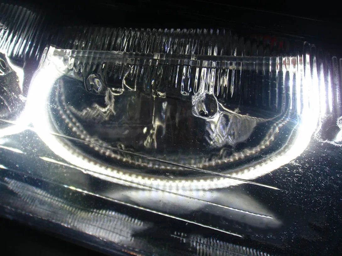 Owl BMW V3 SMD LED White Angel Eyes Halo/Corona Ring Light Retrofit Kit - E36 E46 E39 E38 incl. E46 M3 (3/5/7 Series 1992-2006) - DRL Daytime Running & Welcome Lights - Sidelight/Headlight Ring Upgrade - Halogen & Xenon Projector