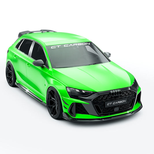 Audi RS3/RS 3 8Y FL Sportback (2025+) Full Carbon Fibre/Carbon Fiber Body & Aero Kit – Front Splitter, Side Skirts, Roof Wing Spoiler, Rear Diffuser – CT Design OEM+ Hatchback Styling Pack