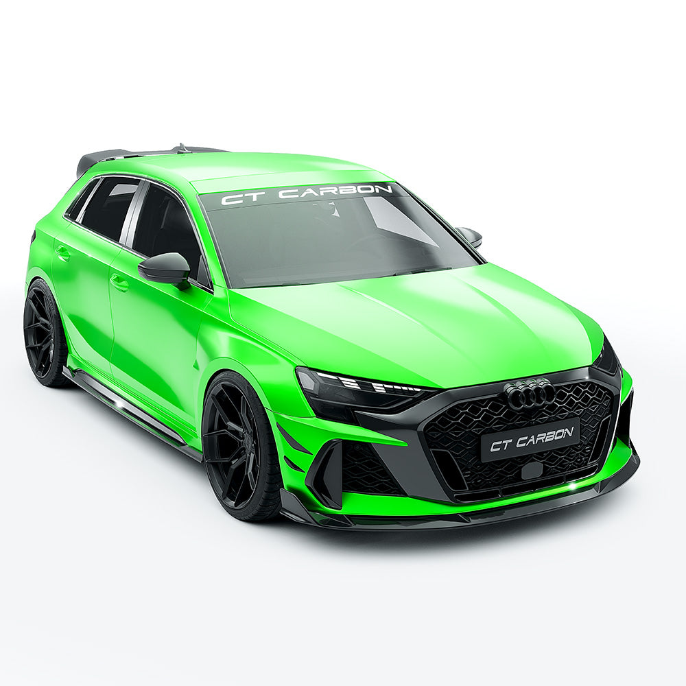 Audi RS3/RS 3 8Y FL Sportback (2025+) Full Carbon Fibre/Carbon Fiber Body & Aero Kit – Front Splitter, Side Skirts, Roof Wing Spoiler, Rear Diffuser – CT Design OEM+ Hatchback Styling Pack