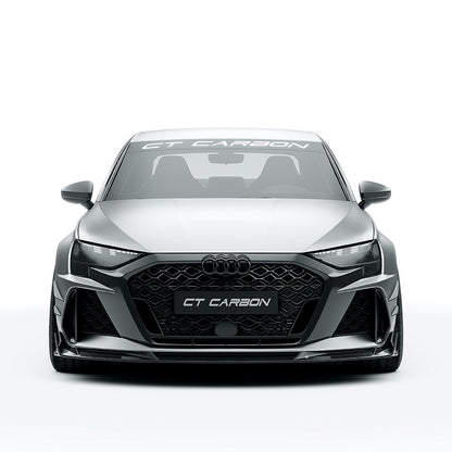 Audi RS3 8Y Facelift Saloon/Sedan Full Carbon Fibre Body Kit – Front Lip Splitter, Side Skirts, Rear Diffuser/Valance, Roof Spoiler, Boot/Trunk Lip – Pre-Preg Dry Carbon Aero Styling Pack 2024+ | CT Design