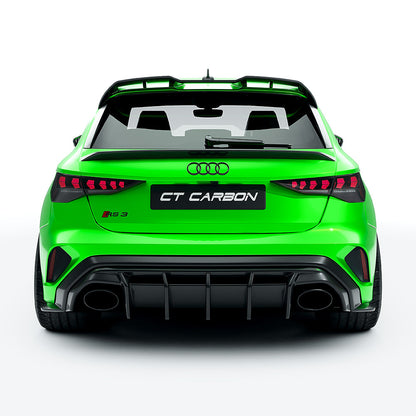 Audi RS3/RS 3 8Y FL Sportback (2025+) Full Carbon Fibre/Carbon Fiber Body & Aero Kit – Front Splitter, Side Skirts, Roof Wing Spoiler, Rear Diffuser – CT Design OEM+ Hatchback Styling Pack