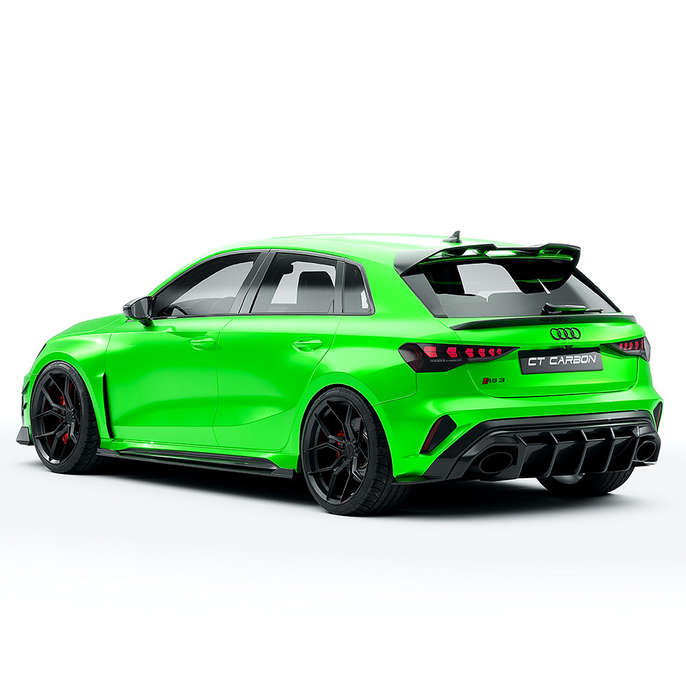 Audi RS3/RS 3 8Y FL Sportback (2025+) Full Carbon Fibre/Carbon Fiber Body & Aero Kit – Front Splitter, Side Skirts, Roof Wing Spoiler, Rear Diffuser – CT Design OEM+ Hatchback Styling Pack