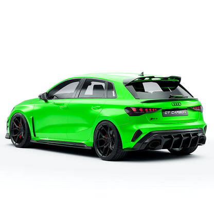Audi RS3/RS 3 8Y FL Sportback (2025+) Full Carbon Fibre/Carbon Fiber Body & Aero Kit – Front Splitter, Side Skirts, Roof Wing Spoiler, Rear Diffuser – CT Design OEM+ Hatchback Styling Pack