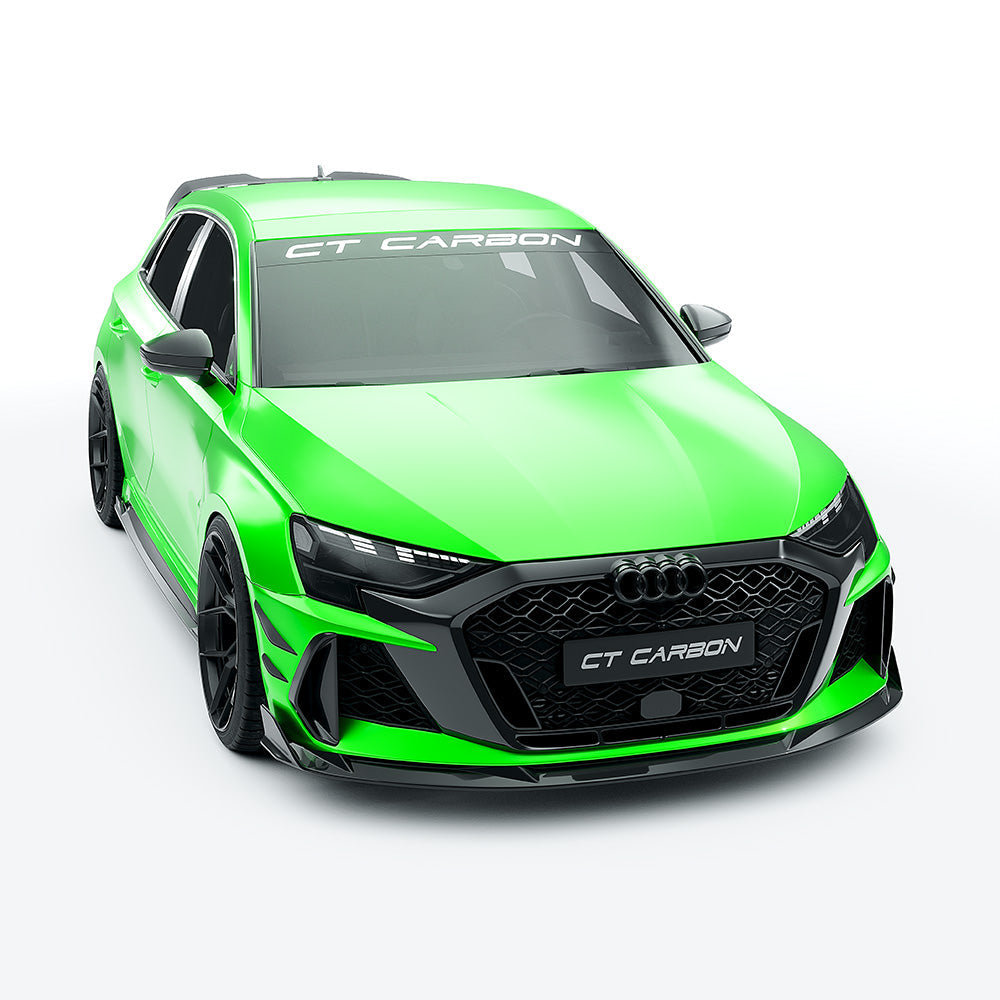 Audi RS3/RS 3 8Y FL Sportback (2025+) Full Carbon Fibre/Carbon Fiber Body & Aero Kit – Front Splitter, Side Skirts, Roof Wing Spoiler, Rear Diffuser – CT Design OEM+ Hatchback Styling Pack