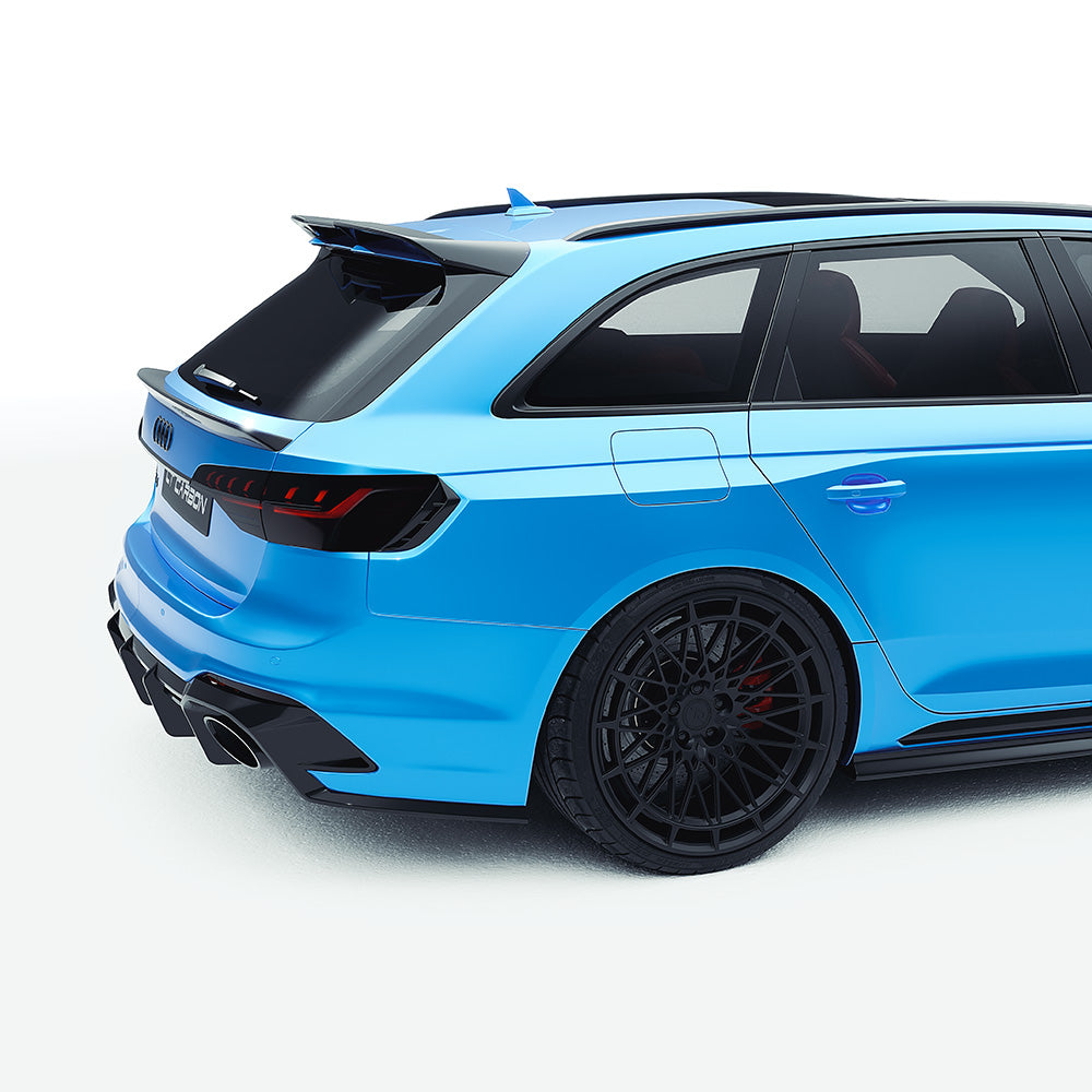 Audi RS4 Avant Estate B9.5 Facelift Carbon Fibre Body Kit by CT Design – 6pc Aero Styling Pack (Front Splitter, Side Skirts, Diffuser, Roof & Tailgate Spoilers, Canards) – Dry Pre